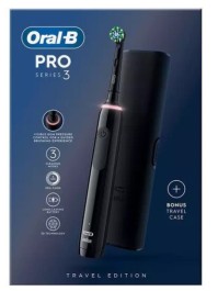 Oral-B Pro Series 3 Ηλεκτρική Οδοντόβουρτσα Μαύρη με Θήκη Ταξιδίου 1τμχ