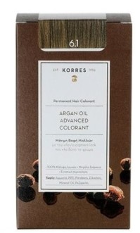 Korres Argan Oil Advanced Colorant Βαφή Μαλλιών  6.1 Ξανθό Σκούρο Σαντρέ 50ml