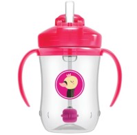 Dr. Browns Babys First Straw Cup Κύπελλο με καλαμάκι & λαβές Ροζ χρώμα (91011) Για 6+ Μηνών 270ml