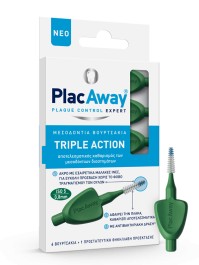 PlacAway Triple Action Μεσοδόντια Βουρτσάκια 0.8mm σε χρώμα Πράσινο 6τμχ