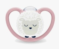 NUK Perfect Match Πιπίλα Σιλικόνης Air Night με Θήκη 0–6m – Pink Sheep (Ροζ Πρόβατο)