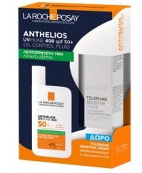 La Roche-Posay Anthelios UVMUNE 400 Fluid SPF50+ Aντηλιακό Προσώπου για Λιπαρό Δέρμα & Δώρο Toleriane Sensitive, 15ml