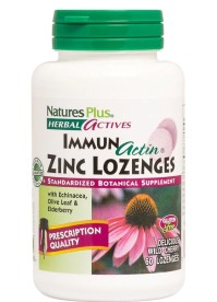Natures Plus Immun Actin Zinc Συμπλήρωμα Διατροφής Για Ενίσχυση Του Ανοσοποιητικού Με Ψευδάργυρο 60 μασώμενες ταμπλέτες