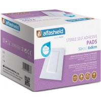 Alfashield Αποστειρωμένο Αυτοκόλλητο Επίθεμα Γάζας 6x8 50τμχ