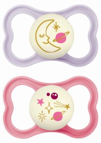 Mam Air Night Πιπίλα Σιλικόνης με Θηλή Skinsoft για 6-16 μηνών Ροζ, 2τμχ