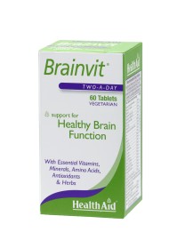 Health Aid BrainVit Συμπλήρωμα Διατροφής με Βιταμίνες, Μέταλλα, Αμινοξέα, Αντιοξειδωτικά & Βότανα για Ενίσχυση της Μνήμης & Πνευματική Διαύγεια 60 Ταμπλέτες
