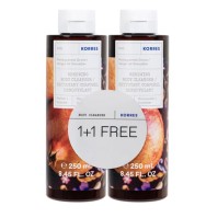 Korres 1+1 Πακέτο Προσφοράς Renewing Body Cleanser, Αφρόλουτρο με Τονωτικό Άρωμα Ροδιού, 2x250ml