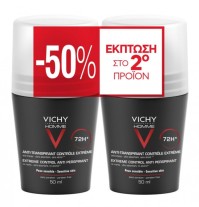 VICHY Promo Anti Transpirant 72h Roll On Ανδρικό Αποσμητικό για Έντονη Εφίδρωση με Άρωμα 2x50ml