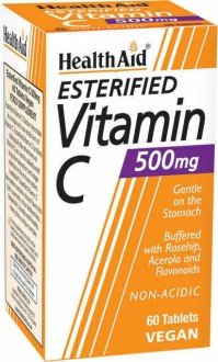 Health Aid Vegan Esterified Vitamin C 500mg Non Acid Συμπλήρωμα Διατροφής Με Εστεροποιημένη Βιταμίνη C 60 Ταμπλέτες