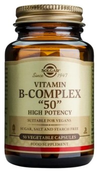 Solgar Vitamin B-Complex 50 High Potency Συμπλήρωμα Διατροφής, 50 Φυτικές Κάψουλες