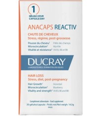 Ducray Anacaps Reactiv Συμπλήρωμα Διατροφής κατά της Αντιδραστικής Τριχόπτωσης, 30 caps